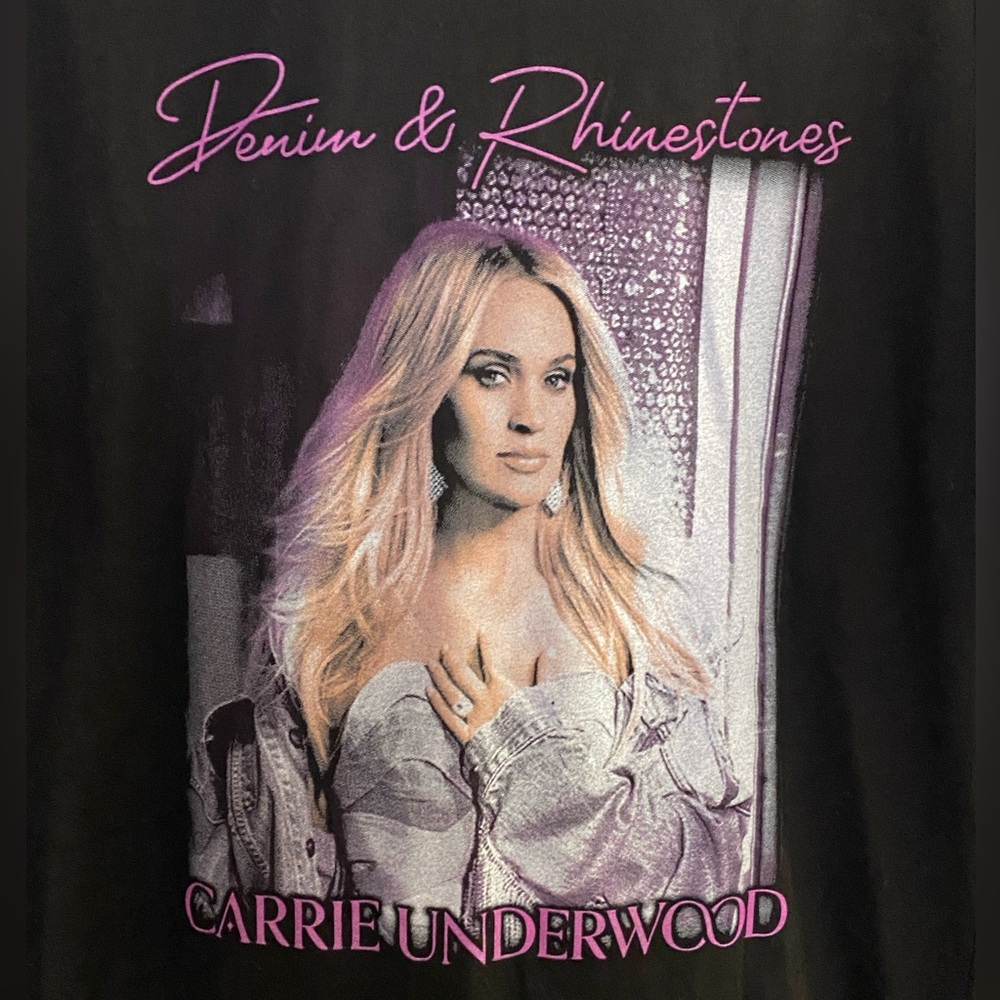 T Shirt Carrie Underwood Denim & Rhinestones Tour 2022 Black Bust 42” L Large